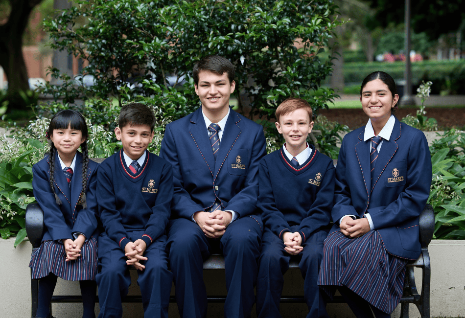 Photo of male and female St Mary's Cathedral College students of different ages